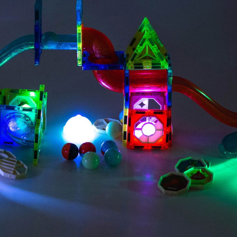 Klocki magnetyczne marble tor kulkowy świecący 75 elementów - obrazek 10