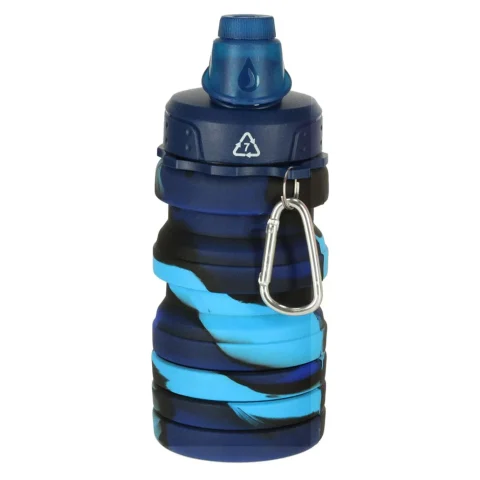Butelka na wodę bidon silikonowy składany z uchwytem BPA FREE 500ml niebieski