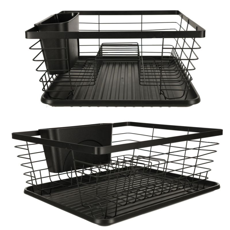 Suszarka do naczyń ociekacz na naczynia sztućce taca czarna - obrazek 2