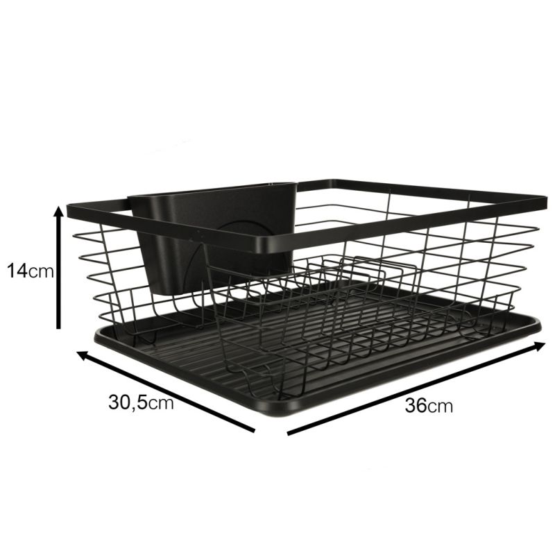 Suszarka do naczyń ociekacz na naczynia sztućce taca czarna - obrazek 5
