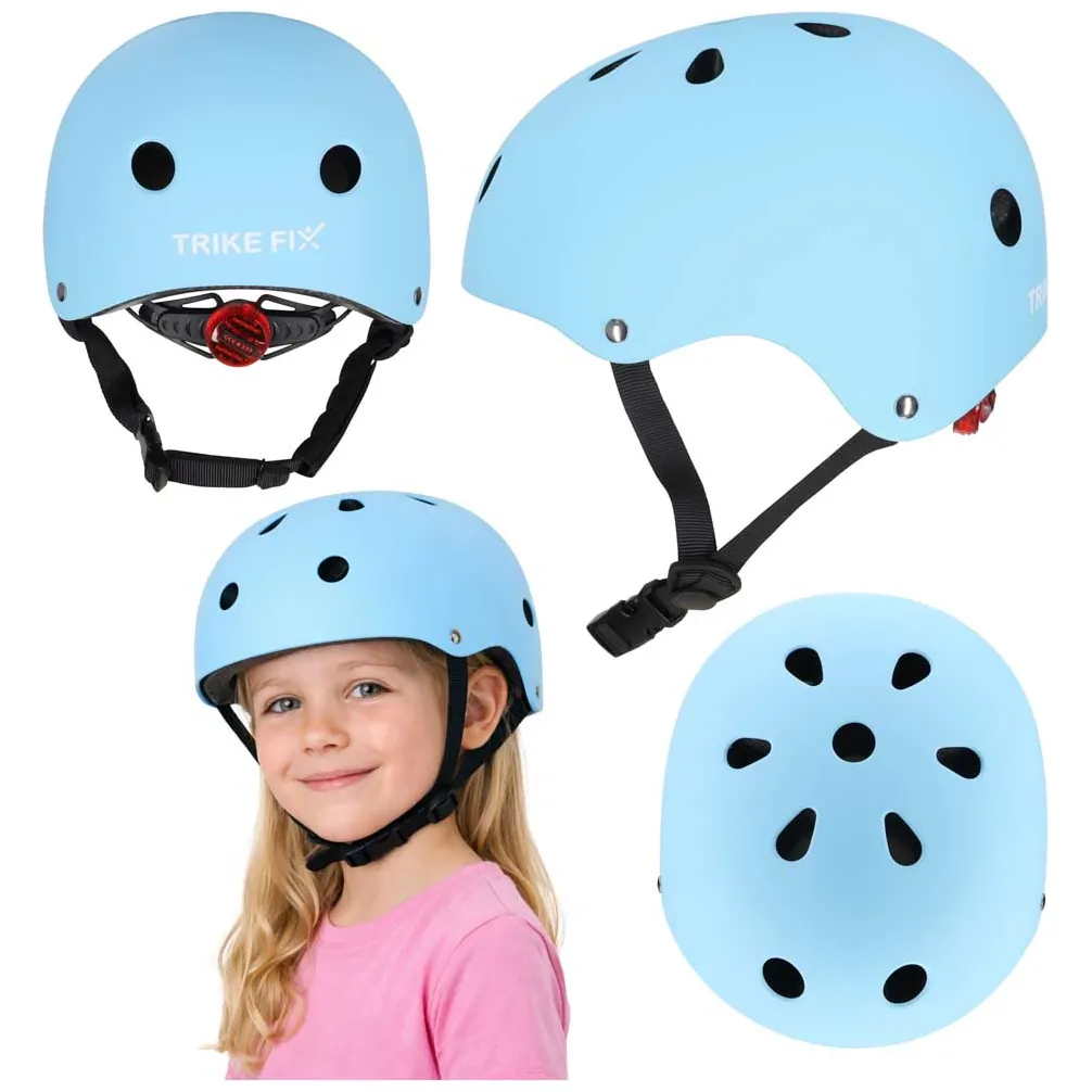 Kask rowerowy dla dziecka Trike Fix dziecięcy regulowany LED M 55-58cm niebieski - obrazek 3