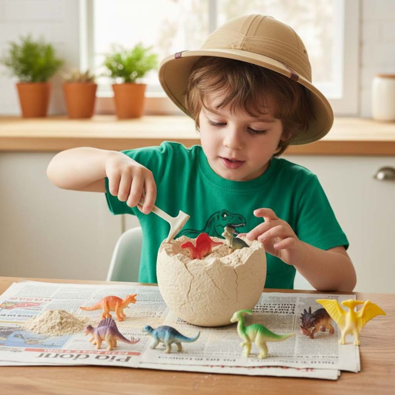 Dinozaury wykopaliska jajko XL dinozaura 12 figurek zestaw archeologiczny - obrazek 10