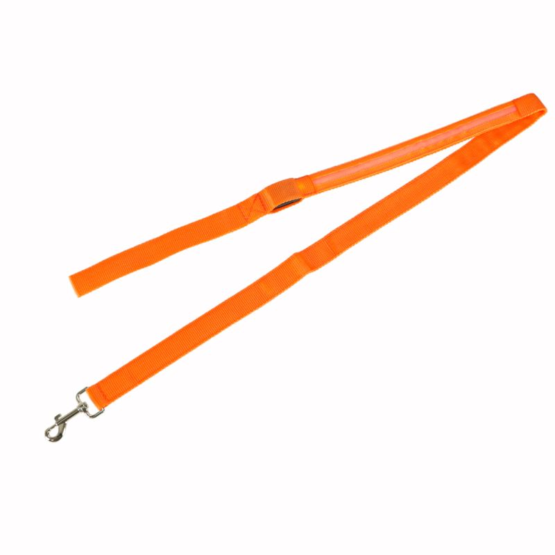 Smycz dla psa kota świecąca spacer jesień zima noc LED 1,2 m pomarańczowa - obrazek 6