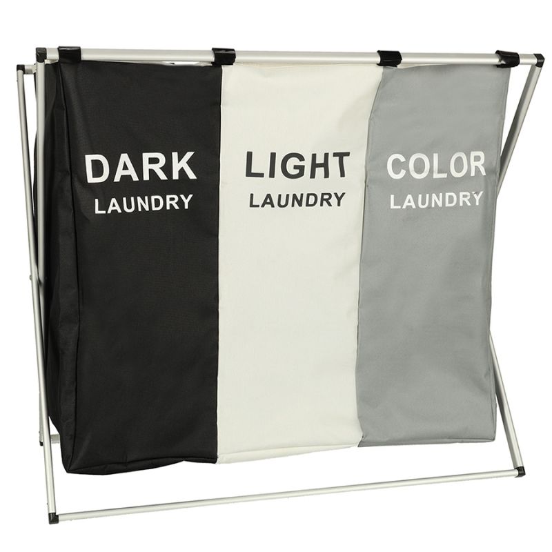 Kosz na pranie segregacja organizer 3 komory 135l - obrazek 2