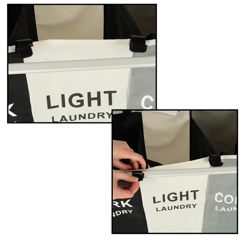 Kosz na pranie segregacja organizer 3 komory 135l - obrazek 5