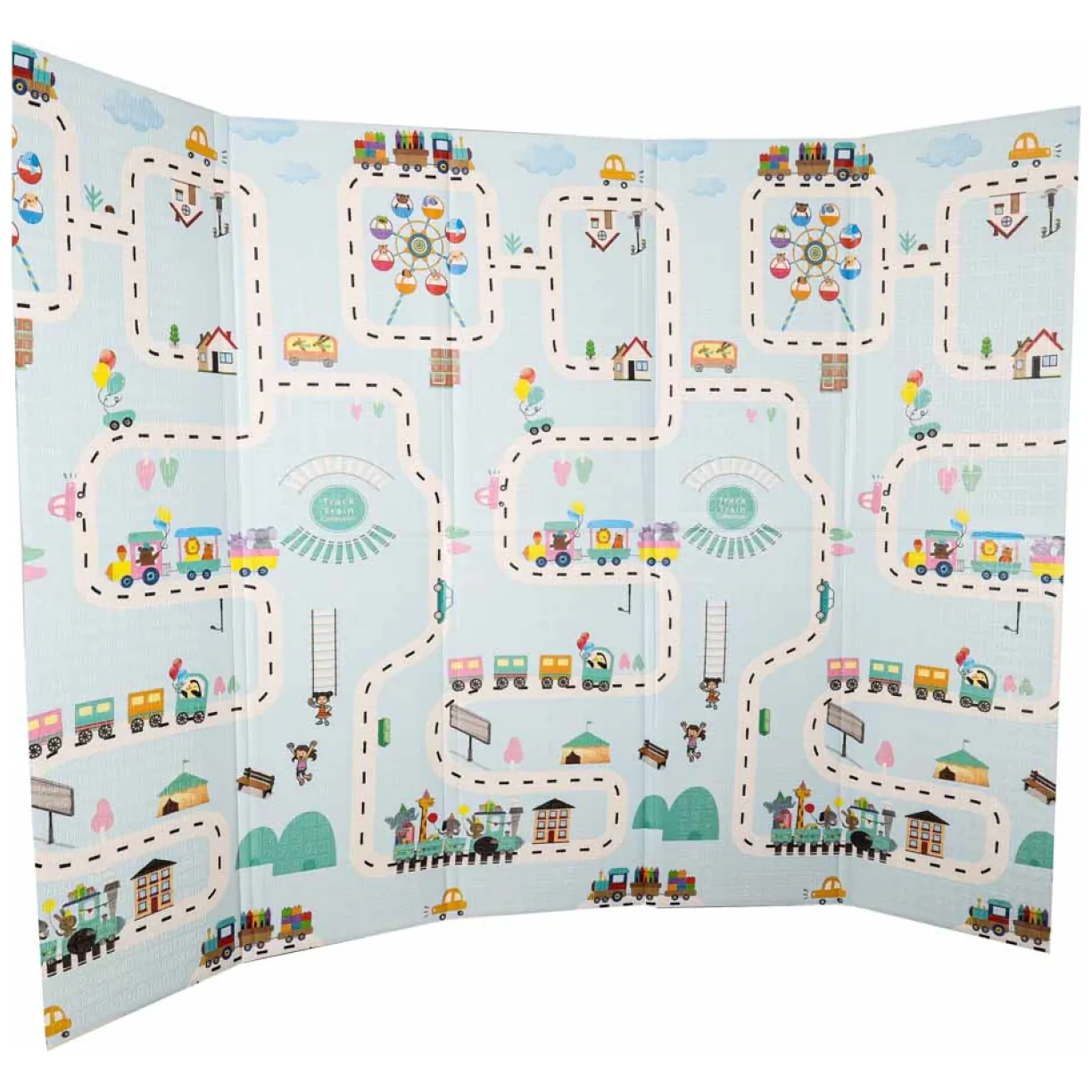 Mata edukacyjna piankowa dwustronna składana 150x200cm balony ulica - obrazek 3