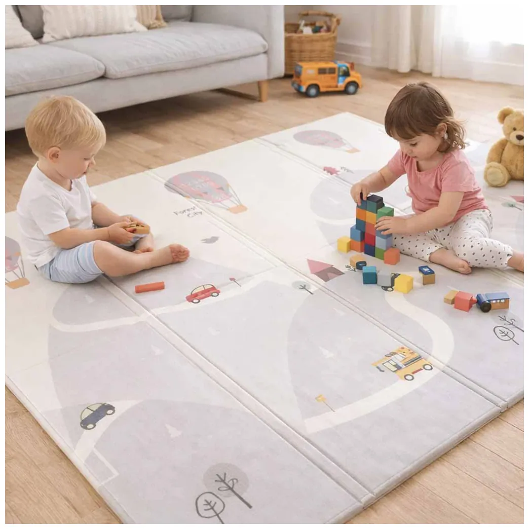 Mata edukacyjna piankowa dwustronna składana 150x200cm balony ulica - obrazek 9