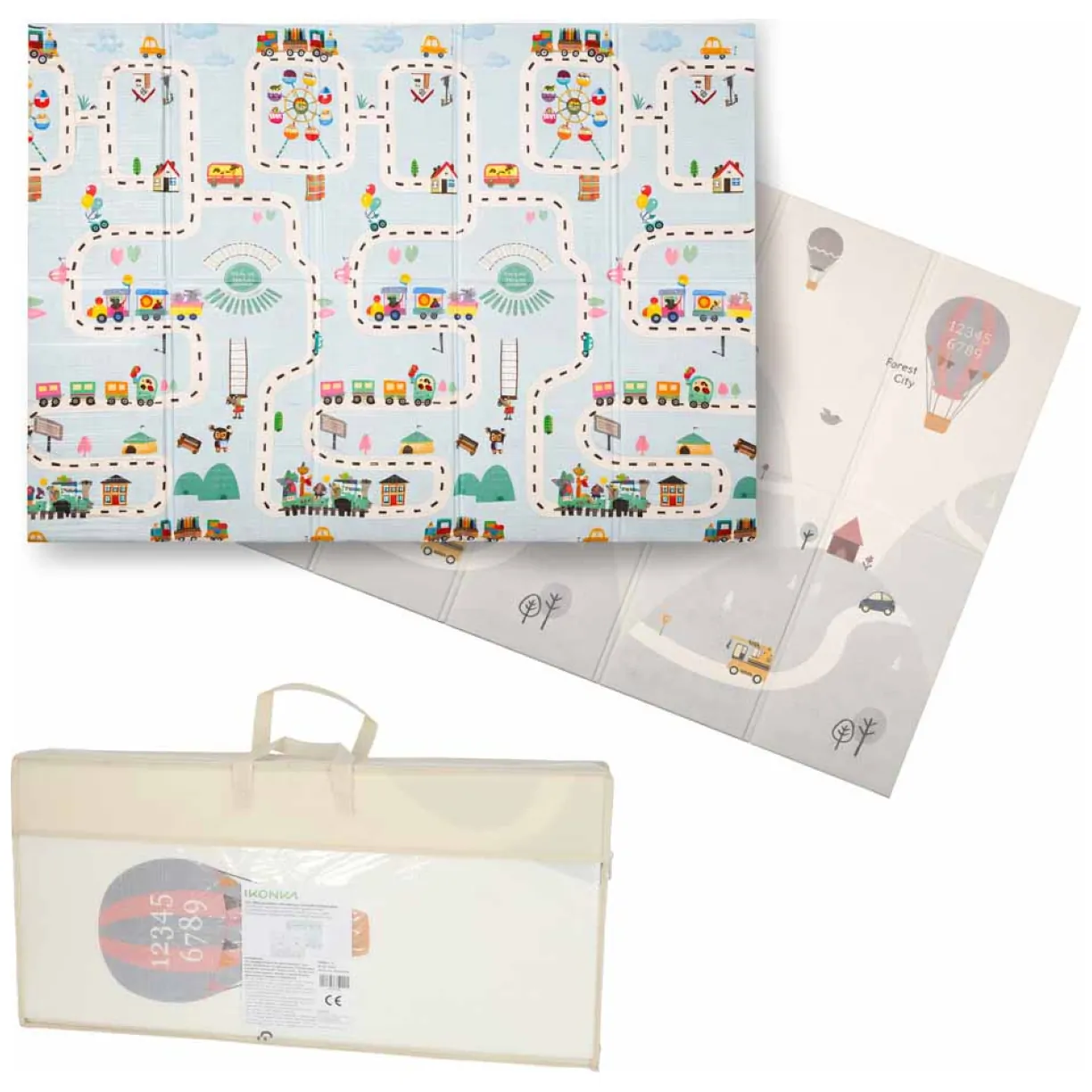 Mata edukacyjna piankowa dwustronna składana 150x200cm balony ulica
