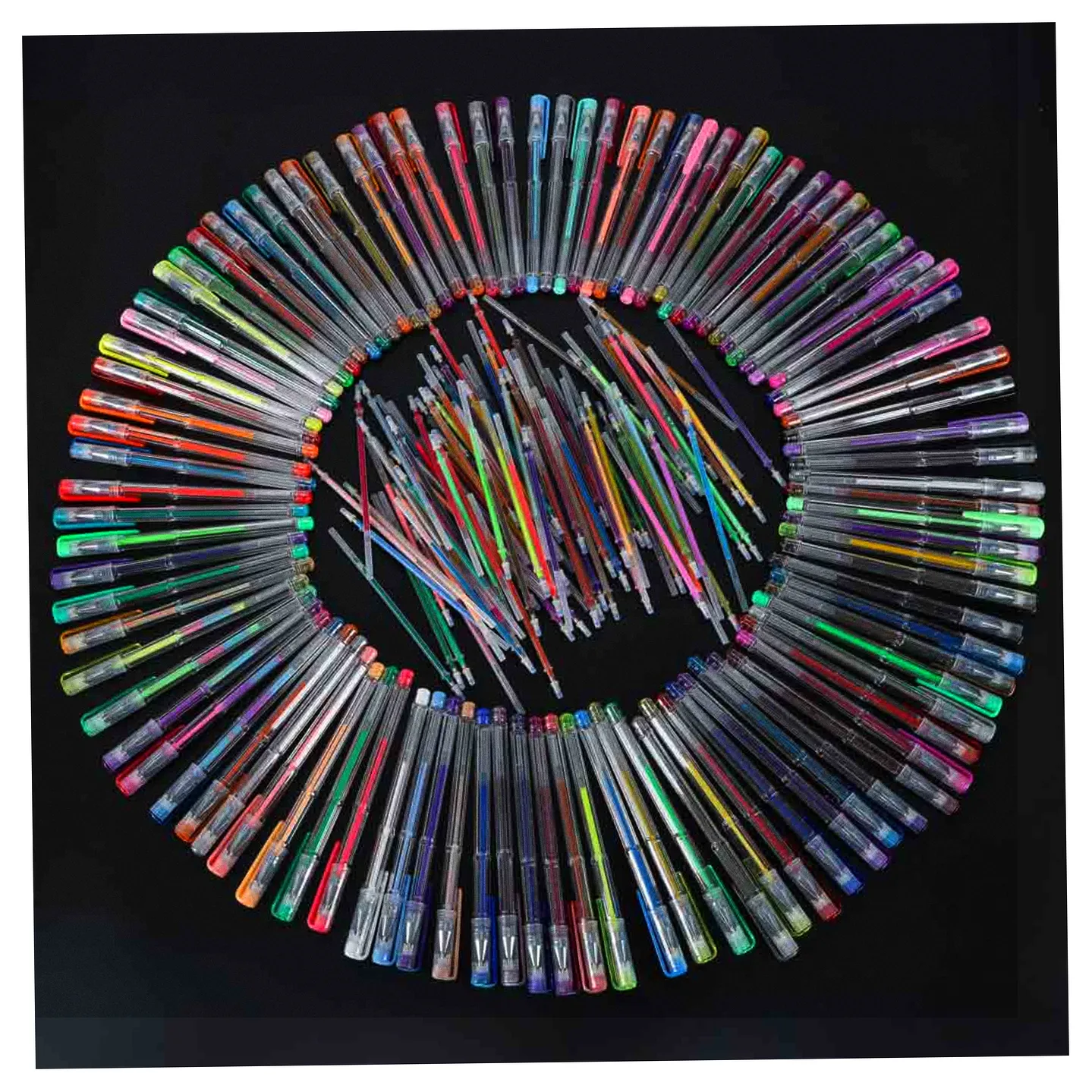 Długopisy żelowe kolorowe w etui 100 sztuk + 100 wkładów - obrazek 13