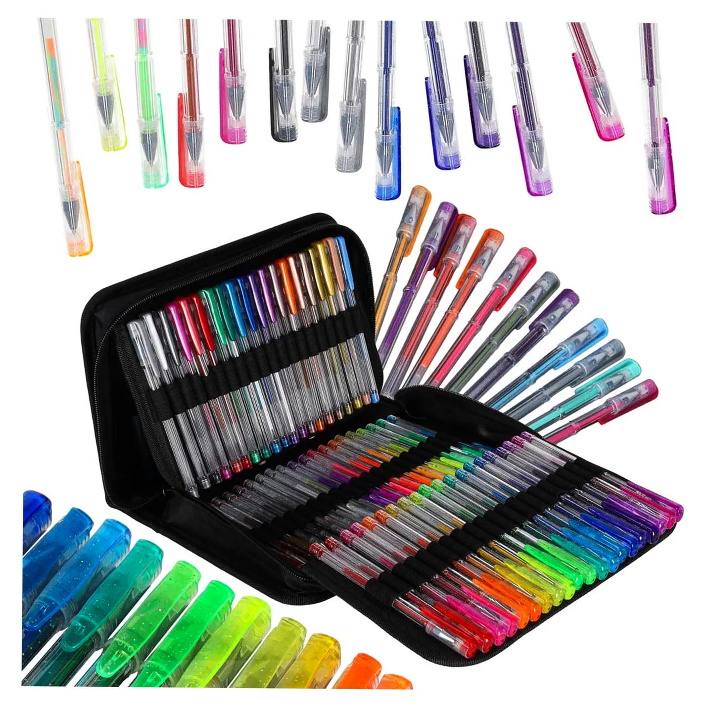 Długopisy żelowe kolorowe w etui 100 sztuk + 100 wkładów - obrazek 16