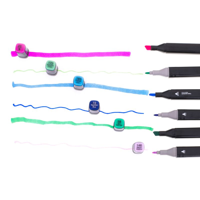 Markery dwustronne alkoholowe w etui 168 sztuk - obrazek 3