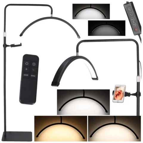 Lampa do przedłużania rzęs LED 36W regulowana kosmetyczna bezcieniowa łuk czarna
