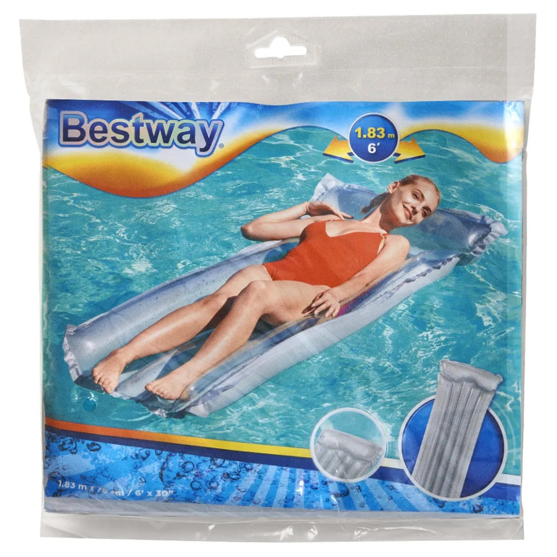 Materac dmuchany plażowy do pływania na basen wodę BESTWAY 44013 szary 90kg 183cm - obrazek 5