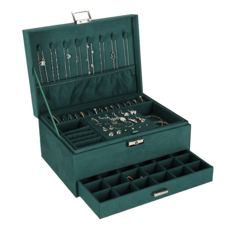 Szkatułka kuferek na biżuterię organizer zielony - obrazek 16