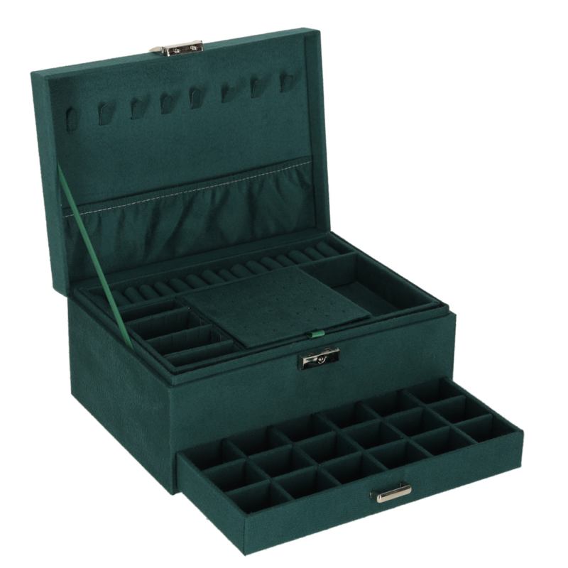 Szkatułka kuferek na biżuterię organizer zielony - obrazek 5