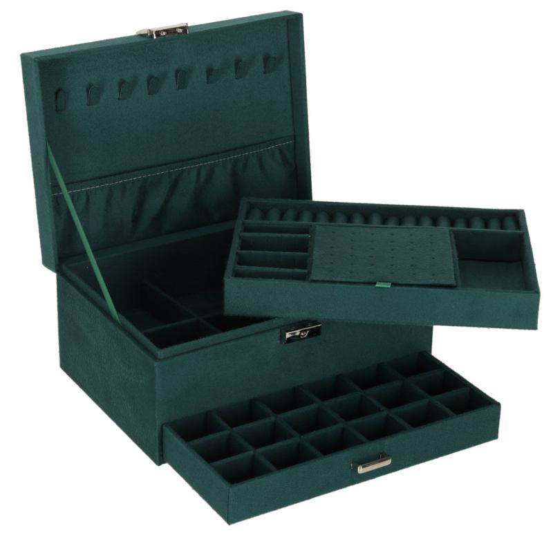 Szkatułka kuferek na biżuterię organizer zielony - obrazek 7