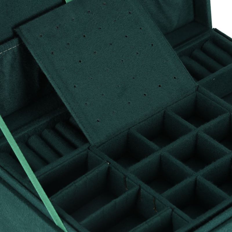 Szkatułka kuferek na biżuterię organizer zielony - obrazek 9