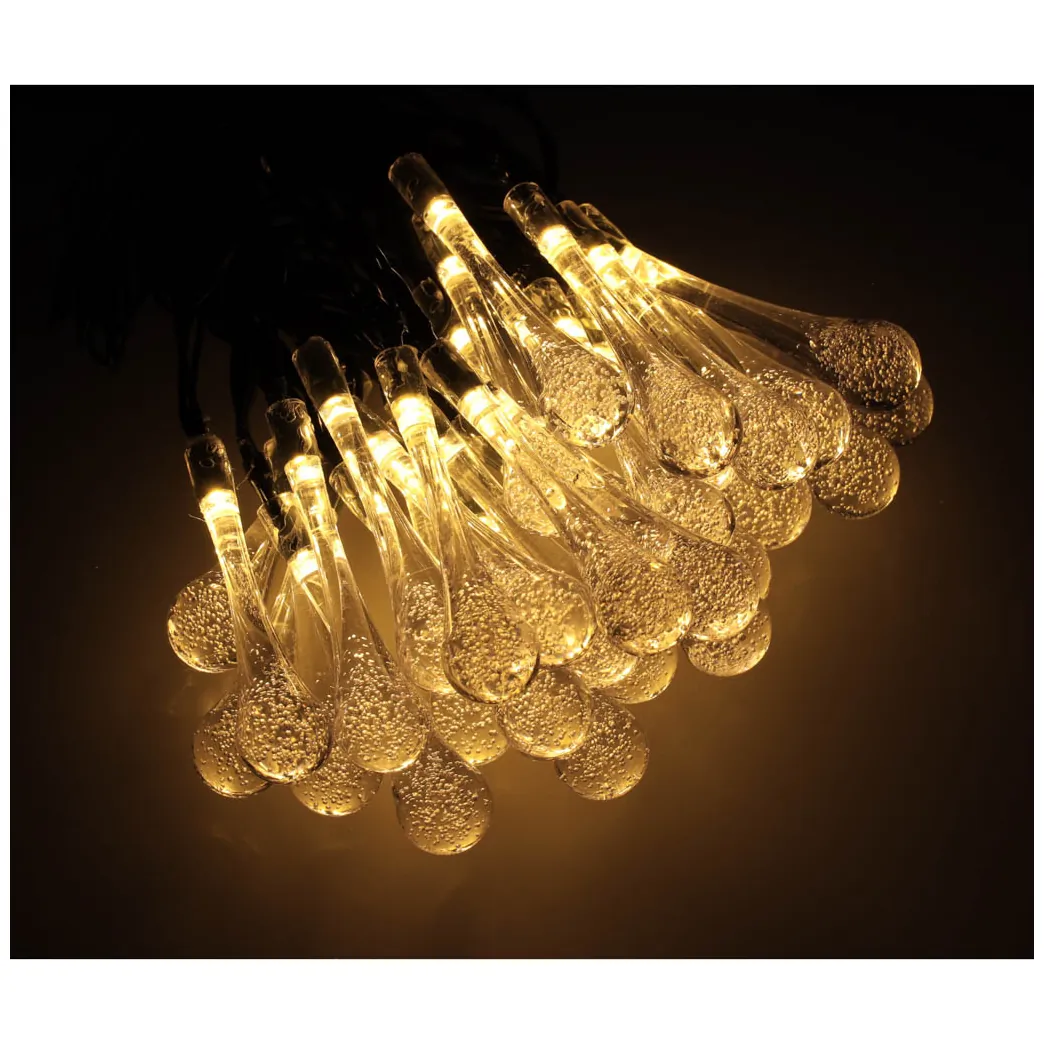 Lampki solarne ogrodowe łezki 6,5m 30LED ciepły biały - obrazek 6