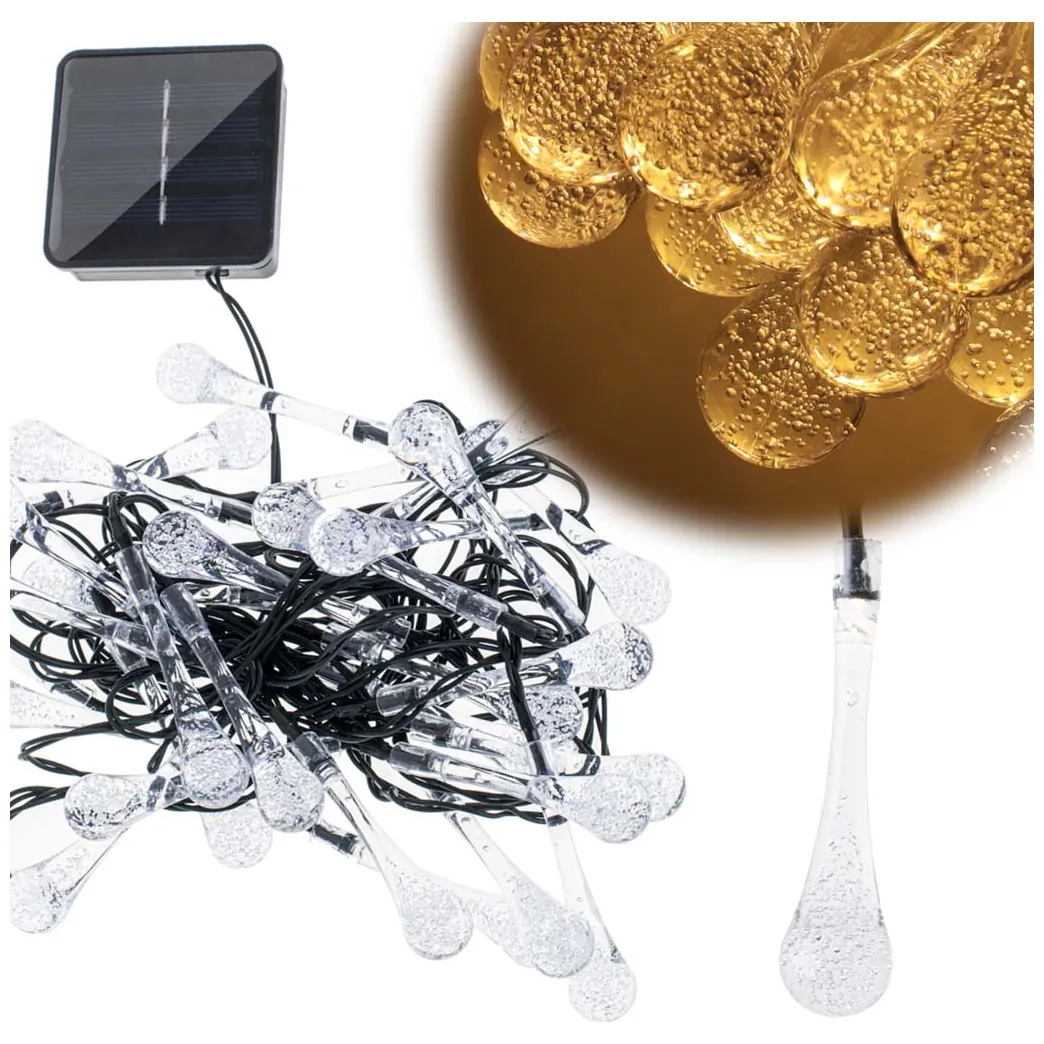 Lampki solarne ogrodowe łezki 6,5m 30LED ciepły biały - obrazek 7