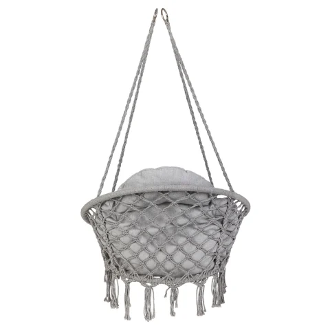 Huśtawka ogrodowa LUARO bocianie gniazdo z poduszką XXL szare 80cm 150kg