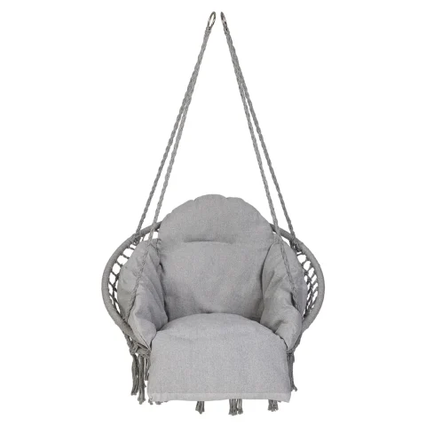 Huśtawka ogrodowa LUARO bocianie gniazdo z poduszką XXL szare 80cm 150kg