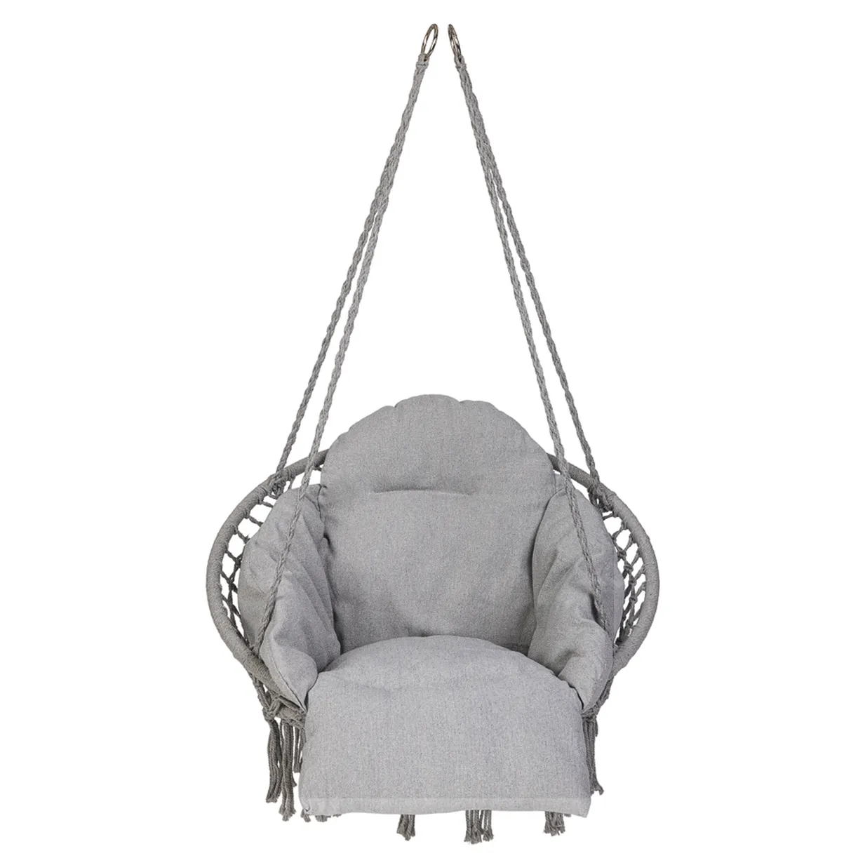 Huśtawka ogrodowa LUARO bocianie gniazdo z poduszką XXL szare 80cm 150kg