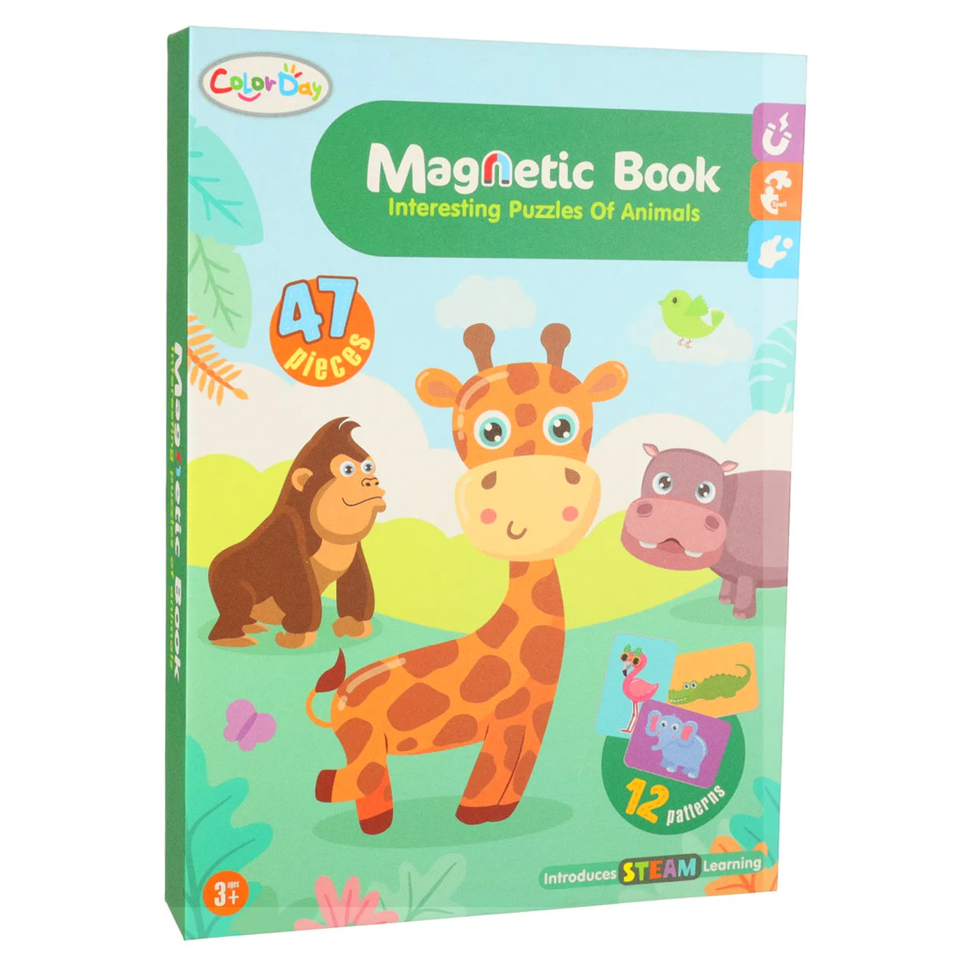 Książeczka magnetyczna układanka puzzle na magnes zwierzęta safari 47el. - obrazek 7