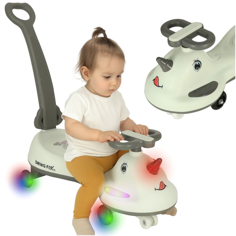 Jeździk grawitacyjny LED Swing FIX S1 skuter z rączką szary max 65kg - obrazek 13