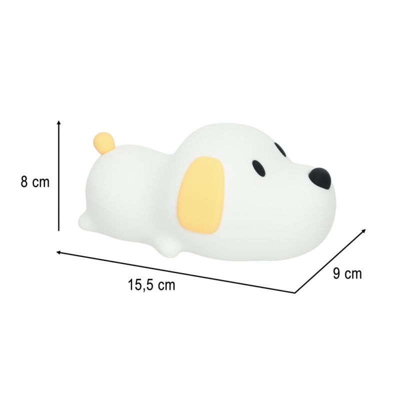 Lampka nocna dla dzieci silikonowa dotykowa miękka LED USB biała piesek leżący - obrazek 8