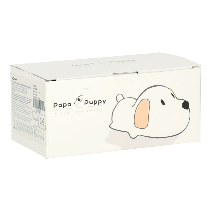 Lampka nocna dla dzieci silikonowa dotykowa miękka LED USB biała piesek leżący - obrazek 9