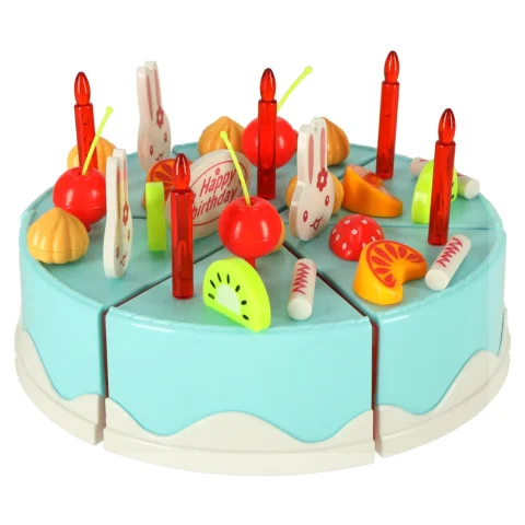 Tort urodzinowy do krojenia na rzepy kuchnia 75 elementów niebieski