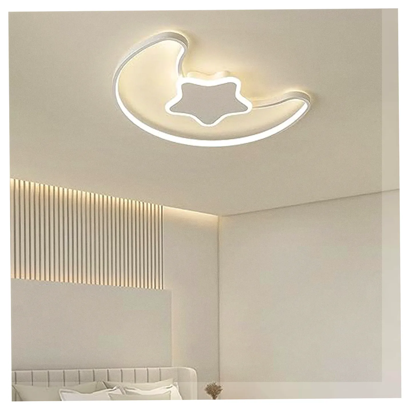 Lampa LED sufitowa plafon do pokoju dziecięcego ściemniana + pilot księżyc biała - obrazek 14