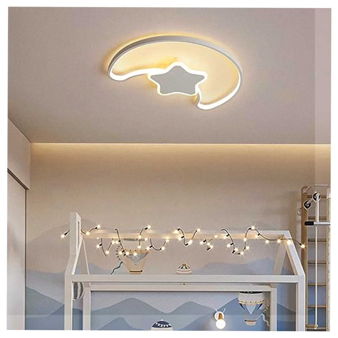 Lampa LED sufitowa plafon do pokoju dziecięcego ściemniana + pilot księżyc biała - obrazek 16