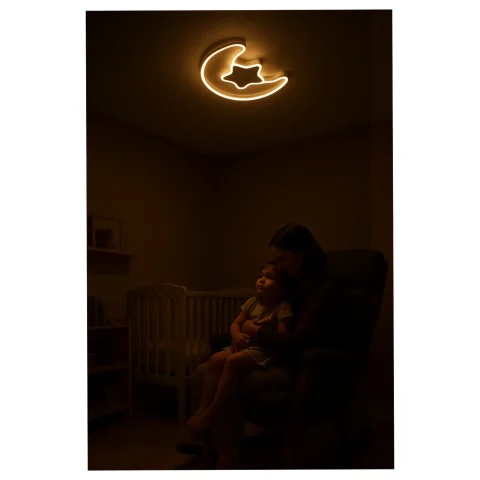 Lampa LED sufitowa plafon do pokoju dziecięcego ściemniana + pilot księżyc biała