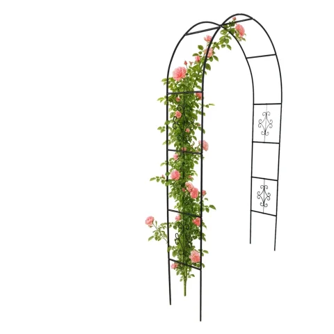 Pergola ogrodowa metalowa łuk uchwyt na róże kwiaty pnącza 240cm zielony