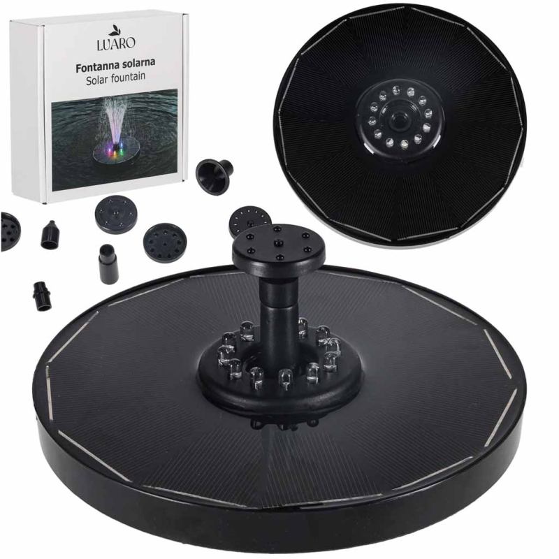Fontanna solarna LUARO do oczka wodnego ogrodowa pompa pływająca LED RGB 16cm