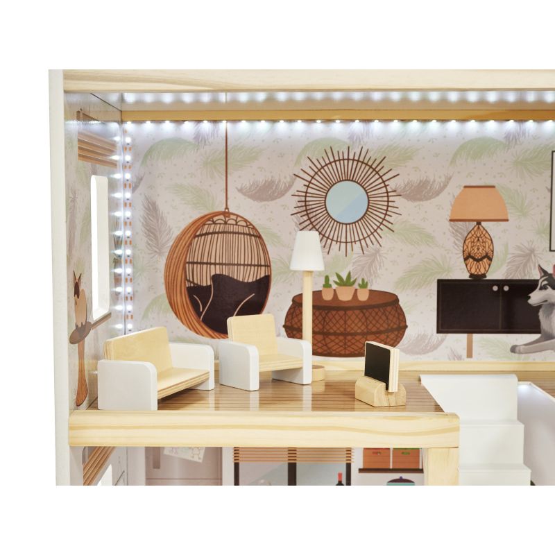 Domek dla lalek drewniany LULILO FLORO boho LED 78cm - obrazek 13