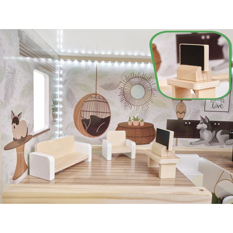 Domek dla lalek drewniany LULILO FLORO boho LED 78cm - obrazek 10