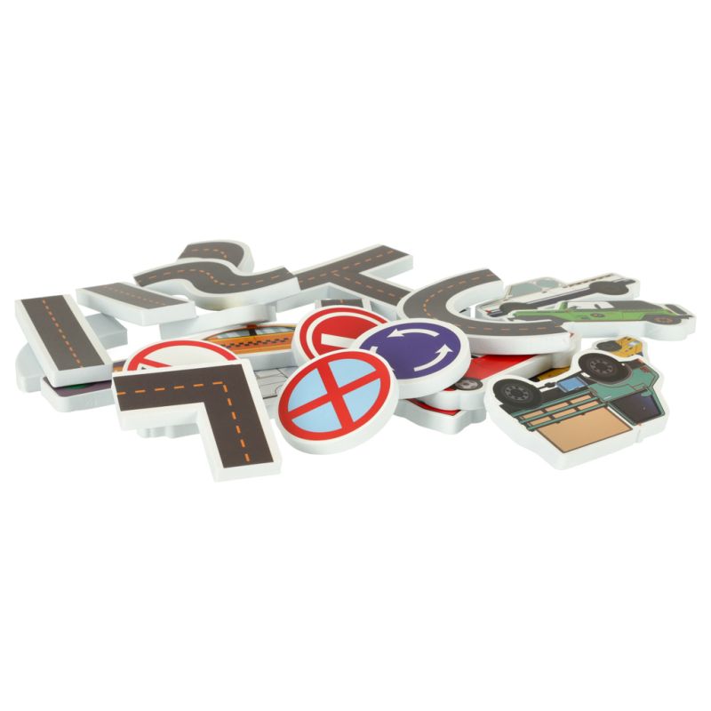 Zabawka do kąpieli wanny wodna dla dzieci naklejki piankowe autka ulica puzzle 23 el. - obrazek 6