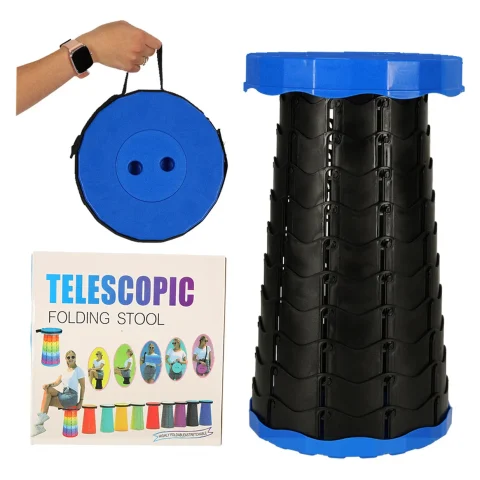 Krzesło składane taboret teleskopowy turystyczny przenośny niebieski 200kg