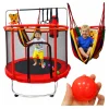 Trampolina dla dzieci ogrodowa siatka piłki koszykówka 155cm czerwona