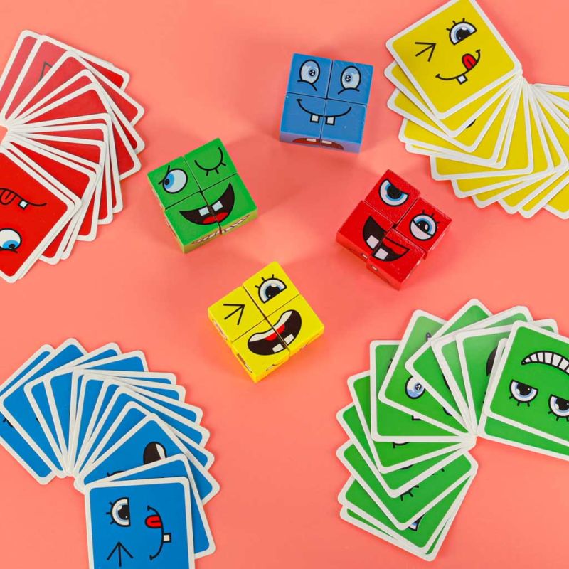 Klocki kreatywne montessori wyzwania zmieniające twarz emocje - obrazek 14