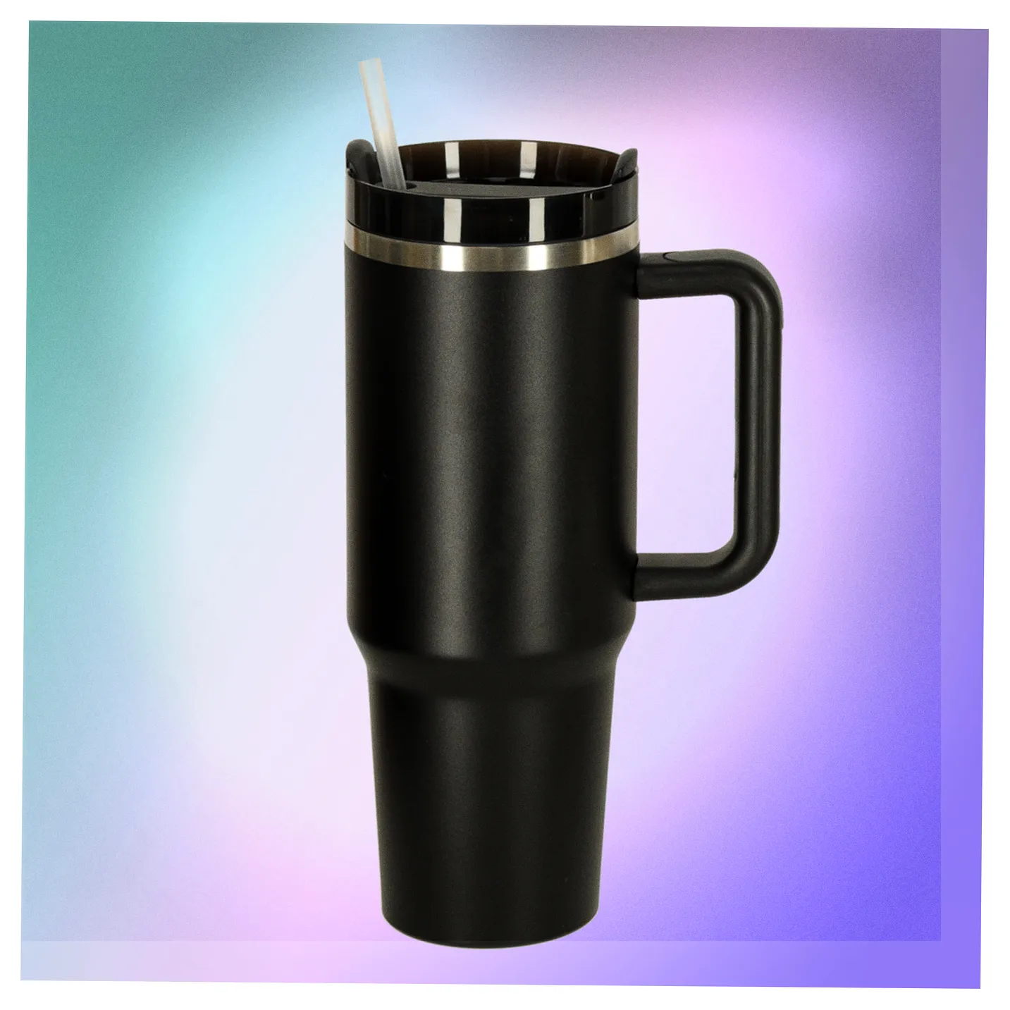 Kubek termiczny ze słomką i uchwytem termos 1200ml czarny - obrazek 11