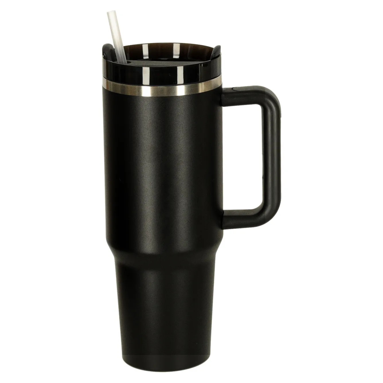 Kubek termiczny ze słomką i uchwytem termos 1200ml czarny