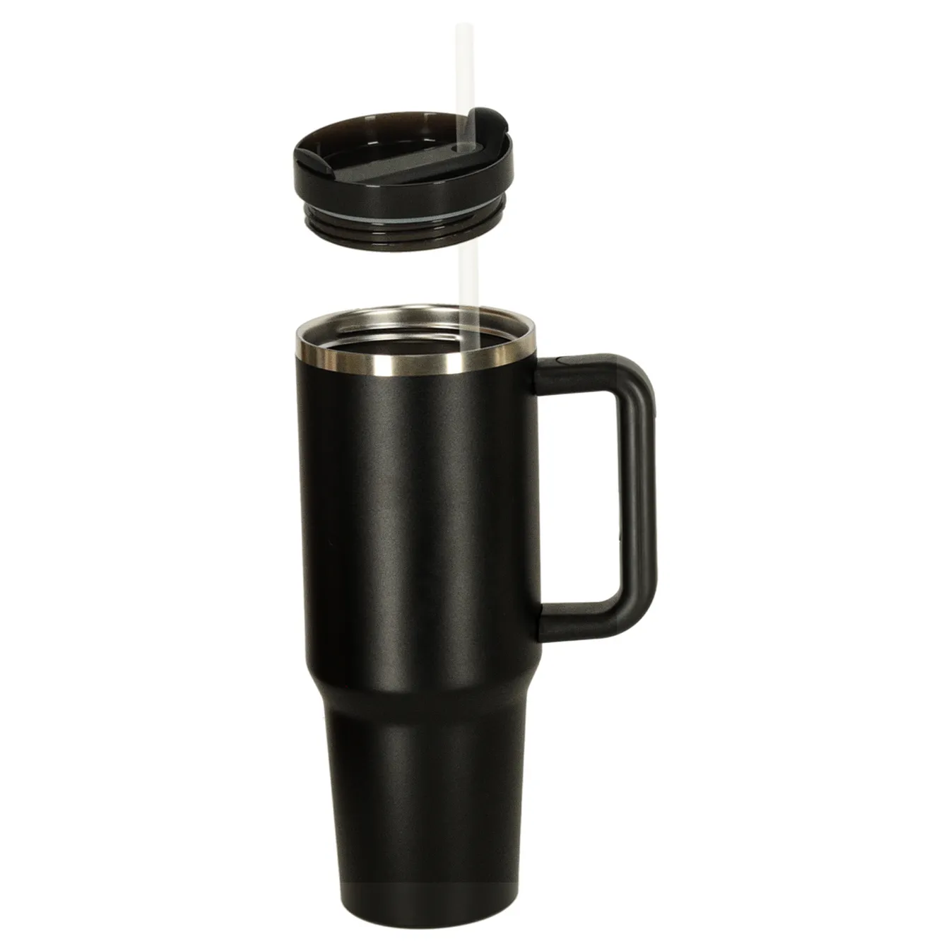 Kubek termiczny ze słomką i uchwytem termos 1200ml czarny - obrazek 6