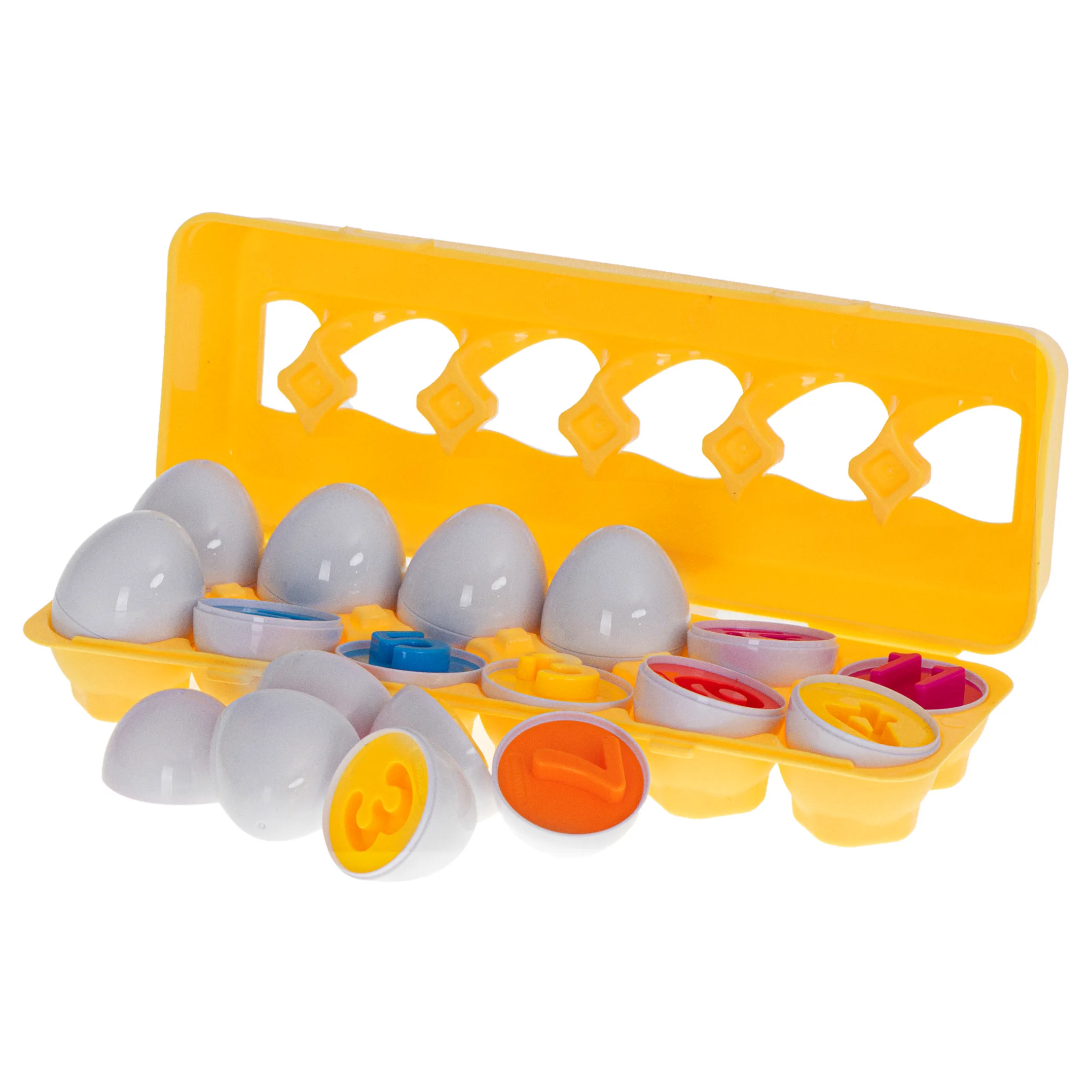 Układanka edukacyjna sorter dopasuj kształty cyferki jajka 12 sztuk - obrazek 5