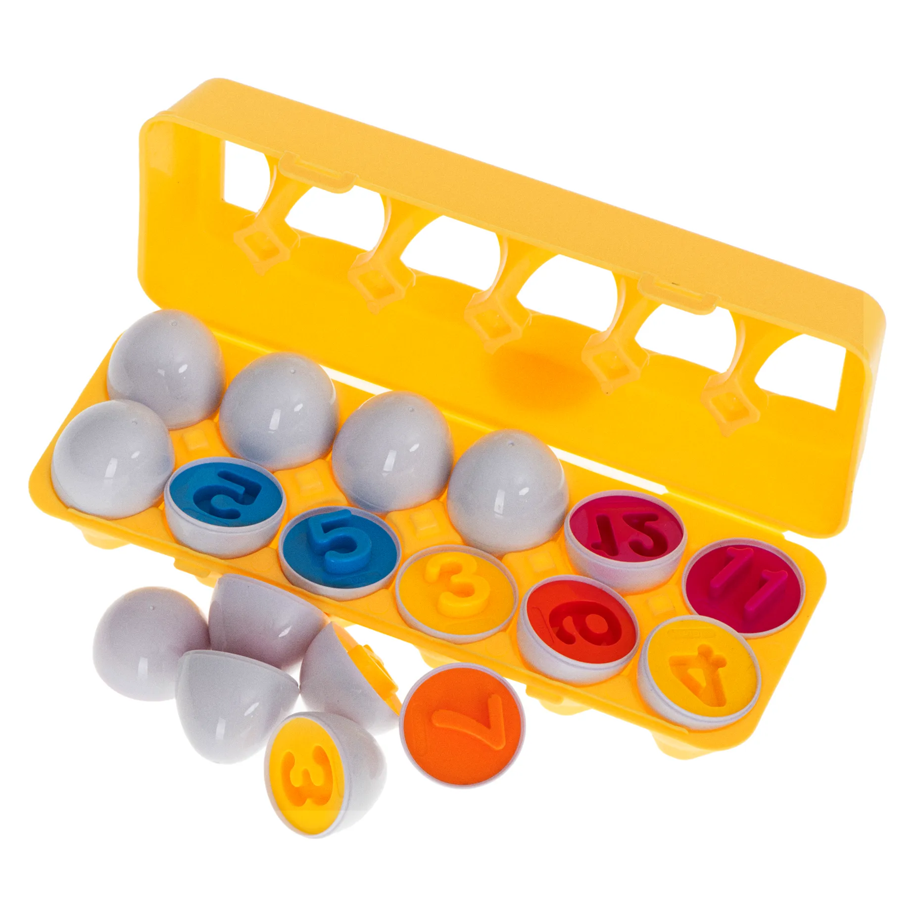 Układanka edukacyjna sorter dopasuj kształty cyferki jajka 12 sztuk - obrazek 6