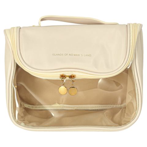 Kosmetyczka kuferek organizer podróżna damska męska pojemna na wakacje beżowa