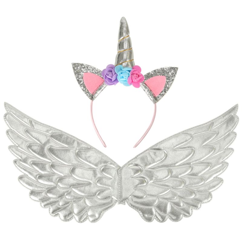 Kostium strój karnawałowy przebranie jednorożec spódnica opaska srebrny - obrazek 2