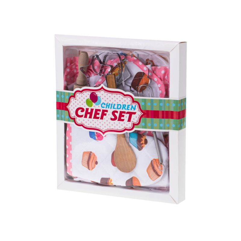 Zestaw kucharza dla dzieci kostium fartuch czapka kucharska rękawica + akcesoria - obrazek 5